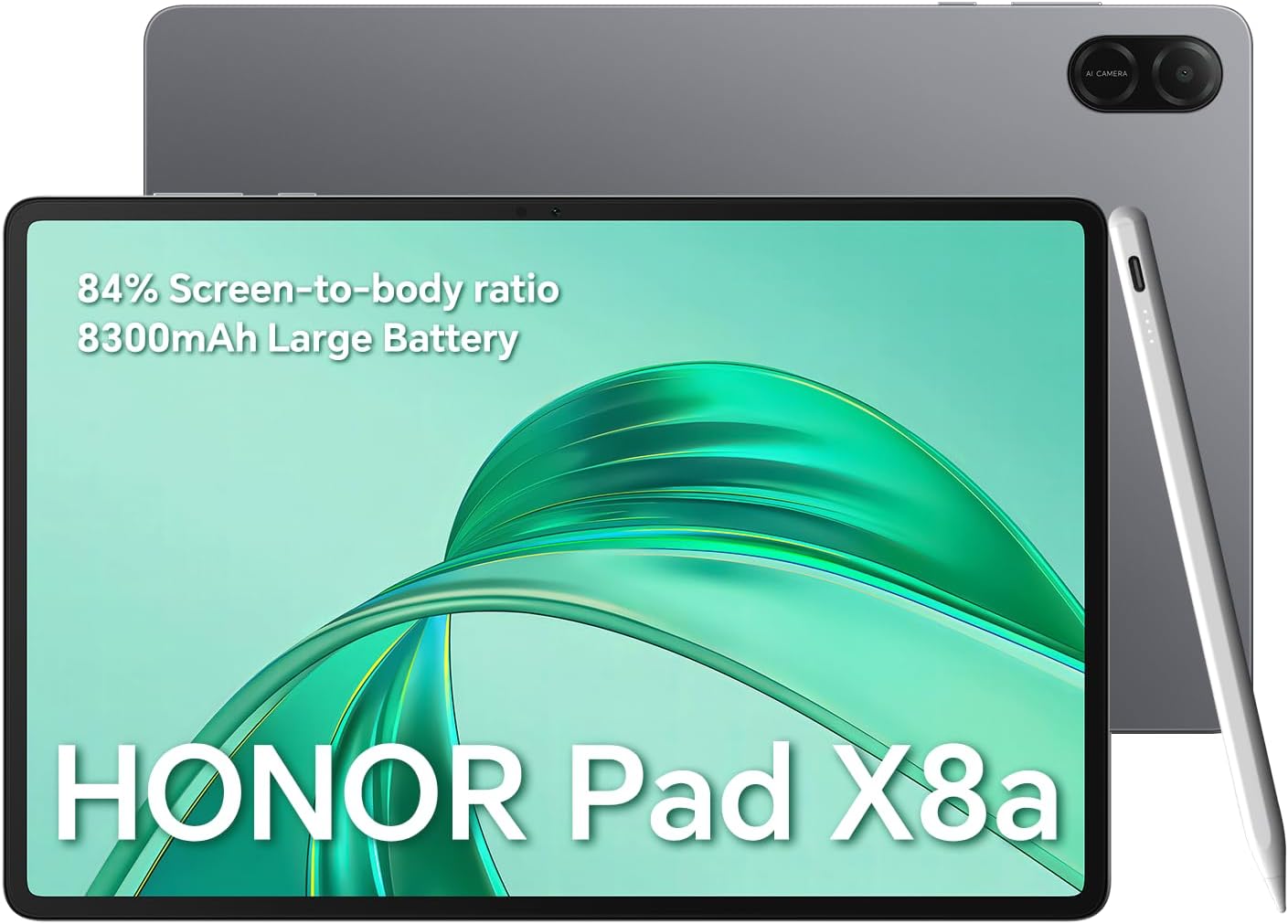 HONOR Pad X8a - Tablet Wi-Fi 11 pollici, 4 GB+128 GB, schermo 90 Hz FullView, batteria 8300 mAh, 4 altoparlanti, metallo Body, Android 14, Space Grey